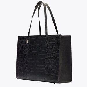 BEIS Black Croc-Embossed Tote